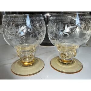 Theresienthal Brandy Snifters Bavaria Germany Set Of Two 1950’s Cut Crystal 4”